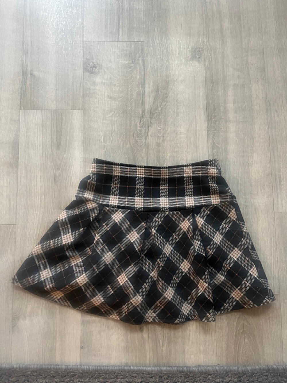 Black Plaid A-Line Girls Skirt